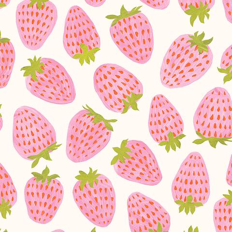 Strawberries - Pink Orange - Light Cotton